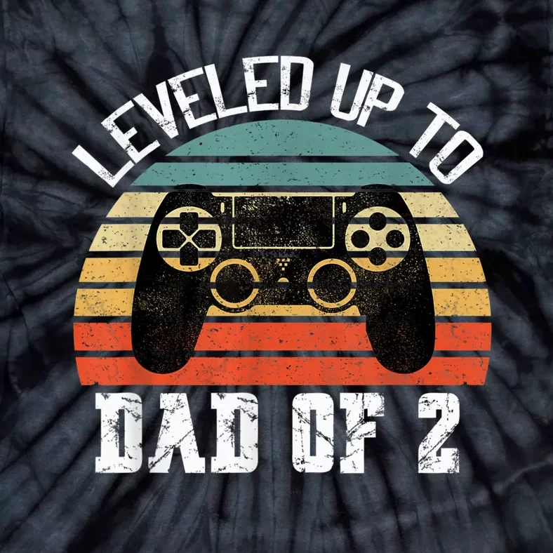 Daddy Again Leveled Up To Dad of 2 Dad Tie-Dye T-Shirt