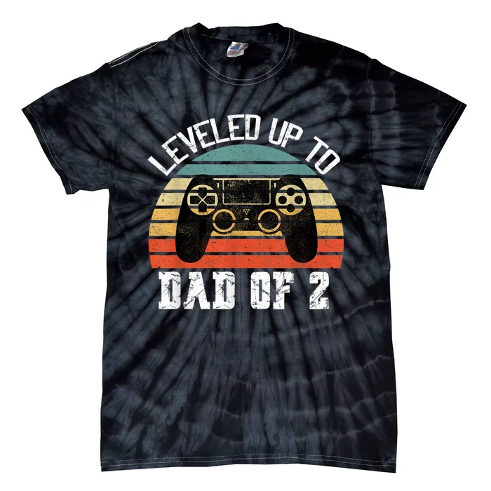 Daddy Again Leveled Up To Dad of 2 Dad Tie-Dye T-Shirt