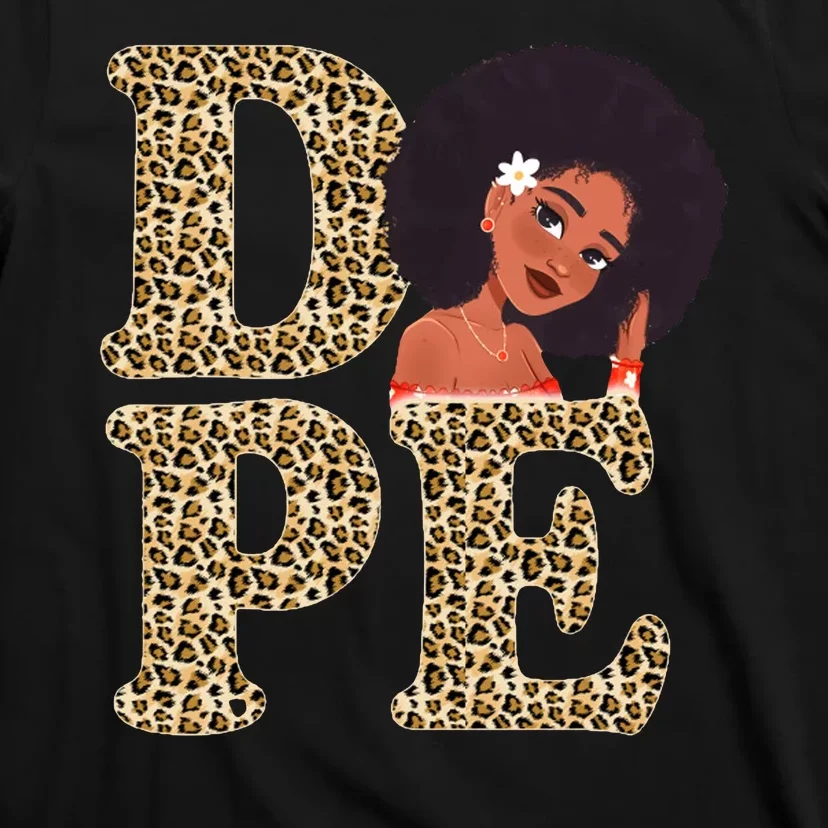 Dope Afro Lady Cute Leopard T-Shirt