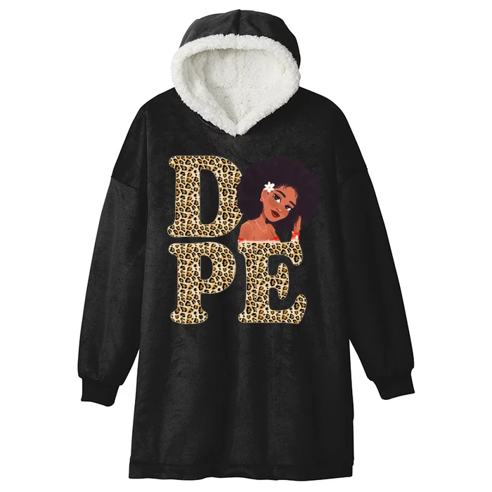 Dope Afro Lady Cute Leopard Hooded Wearable Blanket