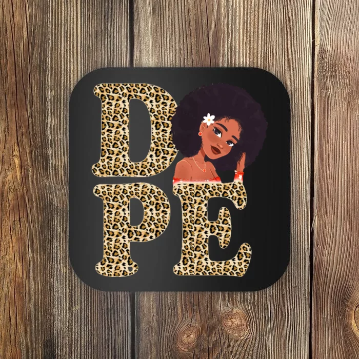 Dope Afro Lady Cute Leopard Coaster