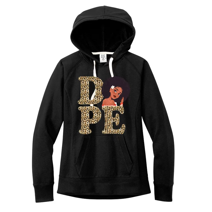 Dope Afro Lady Cute Leopard Women's Fleece Hoodie