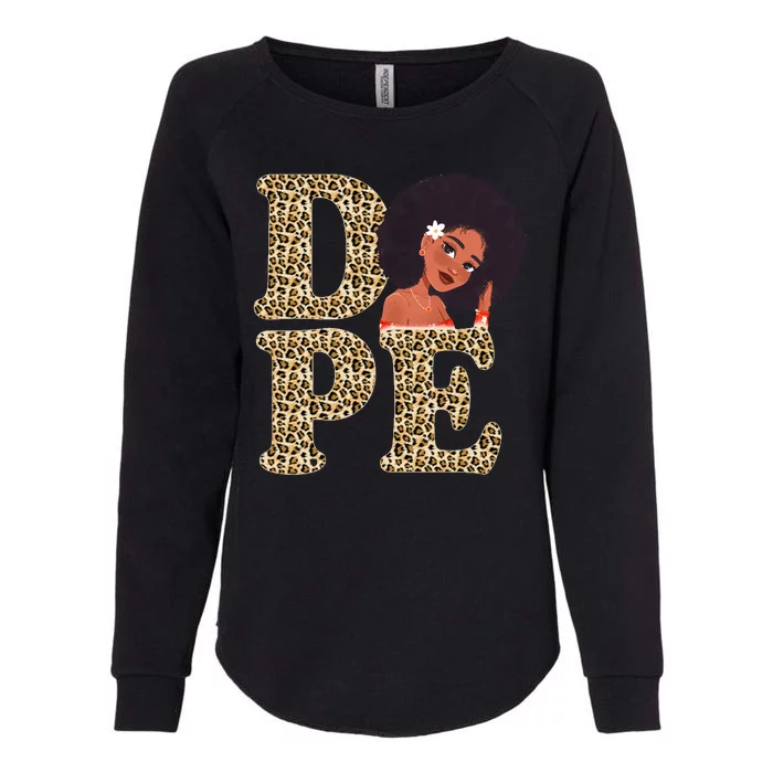 Dope Afro Lady Cute Leopard Womens California Wash Sweatshirt