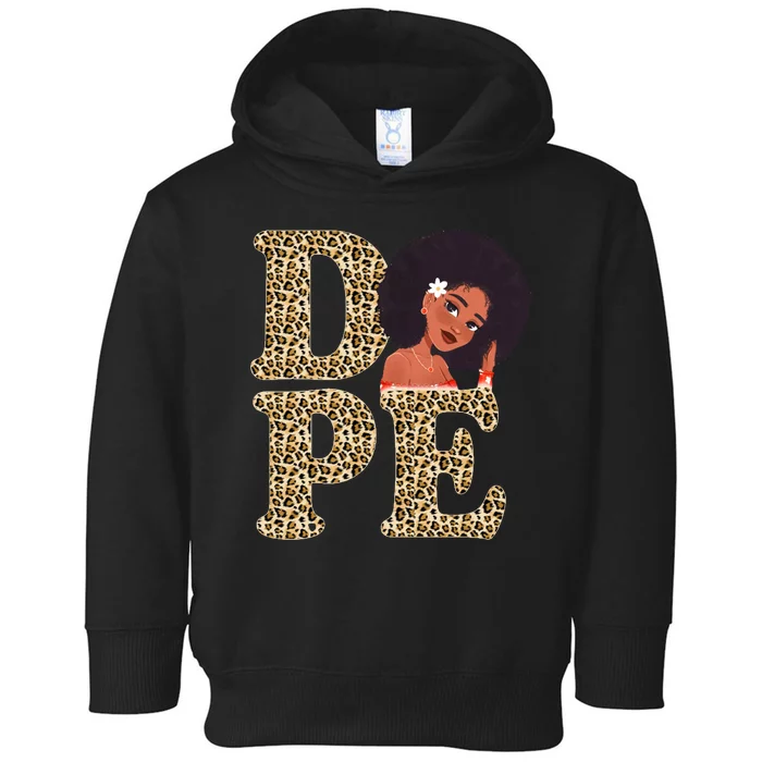 Dope Afro Lady Cute Leopard Toddler Hoodie