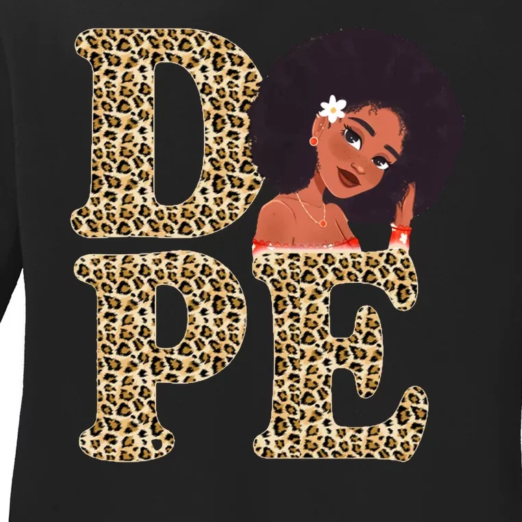 Dope Afro Lady Cute Leopard Ladies Long Sleeve Shirt