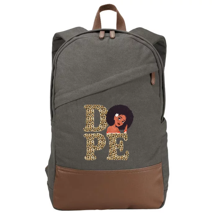 Dope Afro Lady Cute Leopard Cotton Canvas Backpack