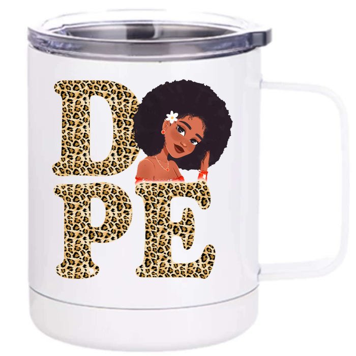 Dope Afro Lady Cute Leopard Front & Back 12oz Stainless Steel Tumbler Cup