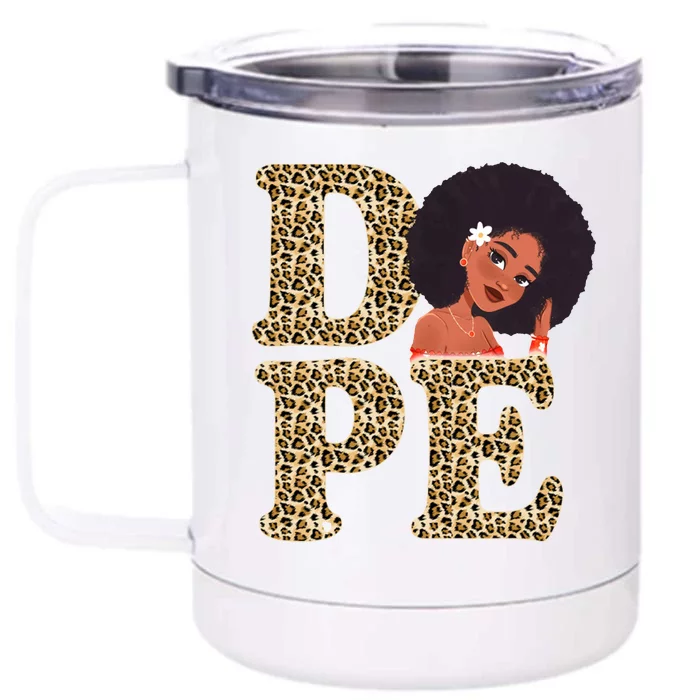 Dope Afro Lady Cute Leopard Front & Back 12oz Stainless Steel Tumbler Cup