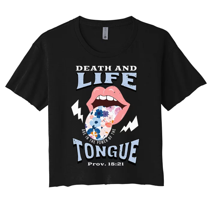 Death And Life Tongue Christian Women's Crop Top Tee