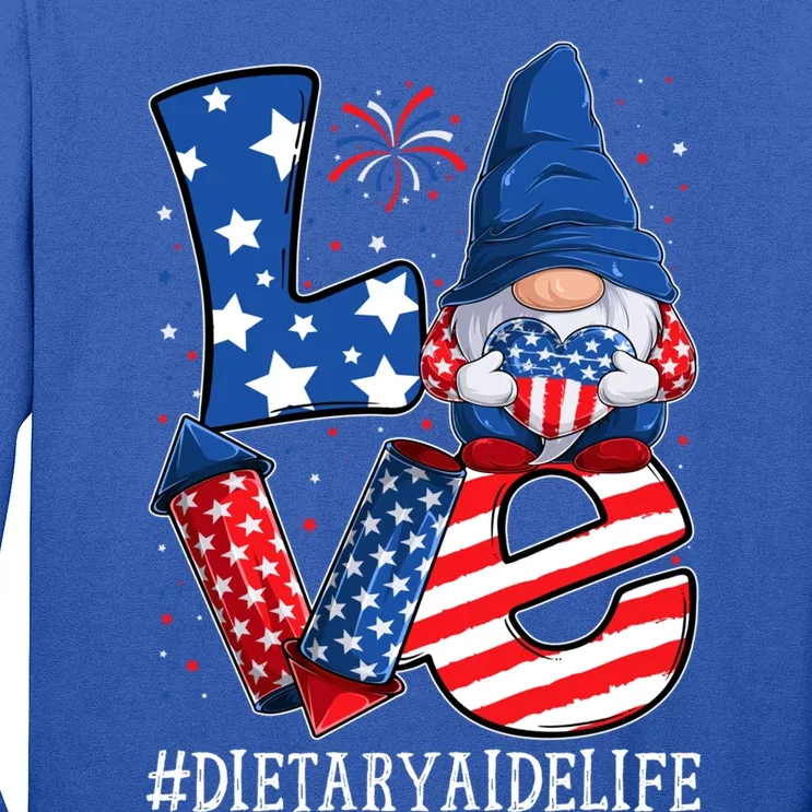 Dietary Aide Love 4th Of July Gnome Usa Patriotic Gift Long Sleeve Shirt