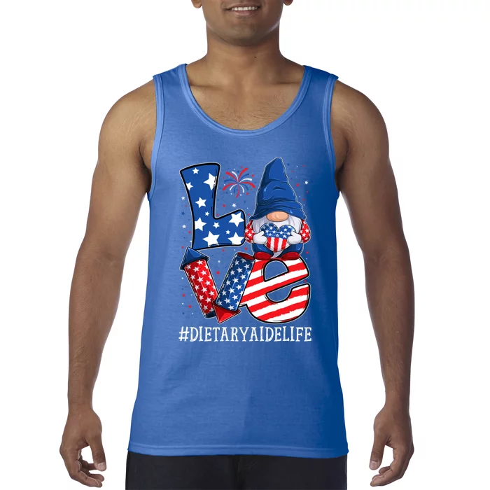 Dietary Aide Love 4th Of July Gnome Usa Patriotic Gift Tank Top