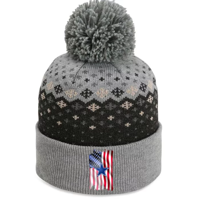 Dallas Football Fan USA American Flag The Baniff Cuffed Pom Beanie