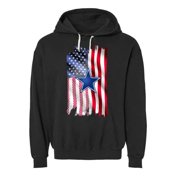 Dallas Football Fan USA American Flag Garment-Dyed Fleece Hoodie