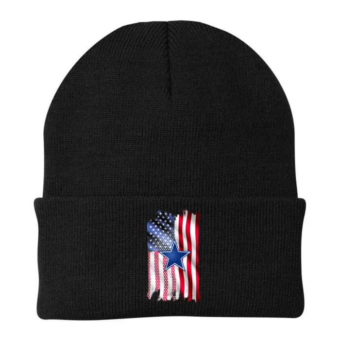 Dallas Football Fan USA American Flag Knit Cap Winter Beanie