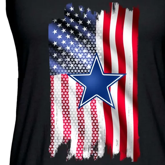 Dallas Football Fan USA American Flag Ladies Essential Flowy Tank