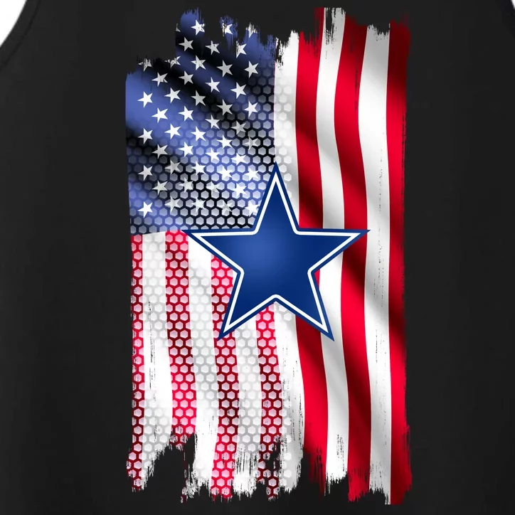 Dallas Football Fan USA American Flag Performance Tank