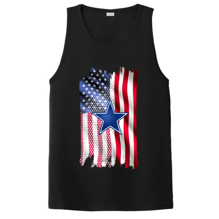 Dallas Football Fan USA American Flag Performance Tank