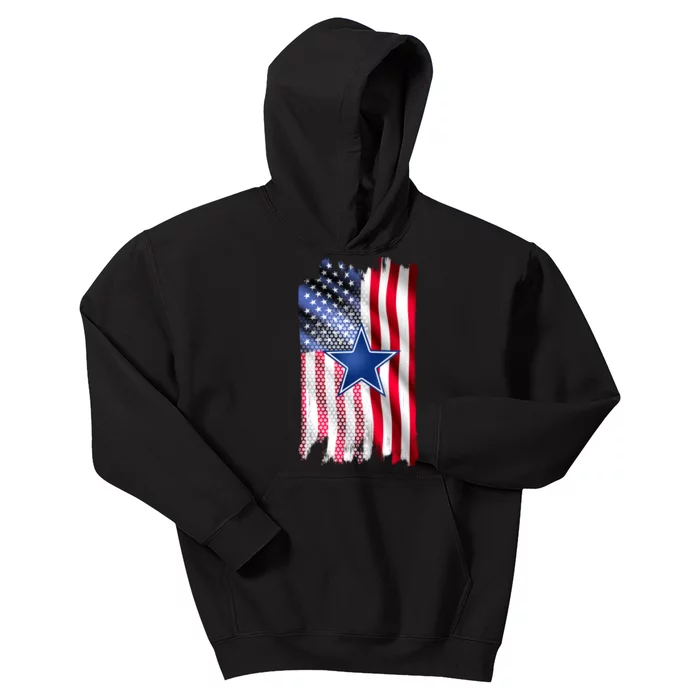 Dallas Football Fan USA American Flag Kids Hoodie