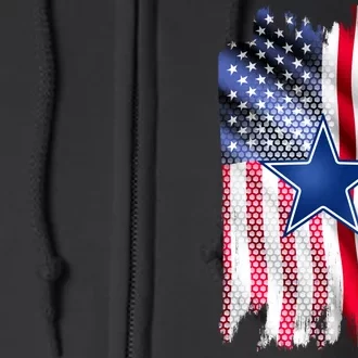 Dallas Football Fan USA American Flag Full Zip Hoodie