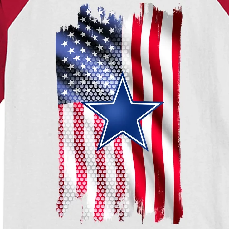 Dallas Football Fan USA American Flag Kids Colorblock Raglan Jersey