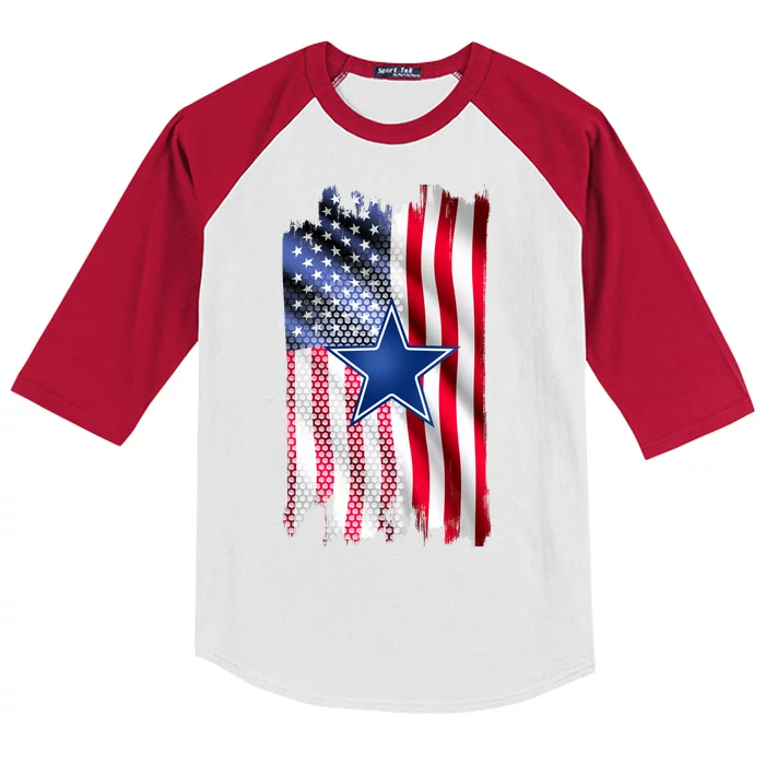 Dallas Football Fan USA American Flag Kids Colorblock Raglan Jersey