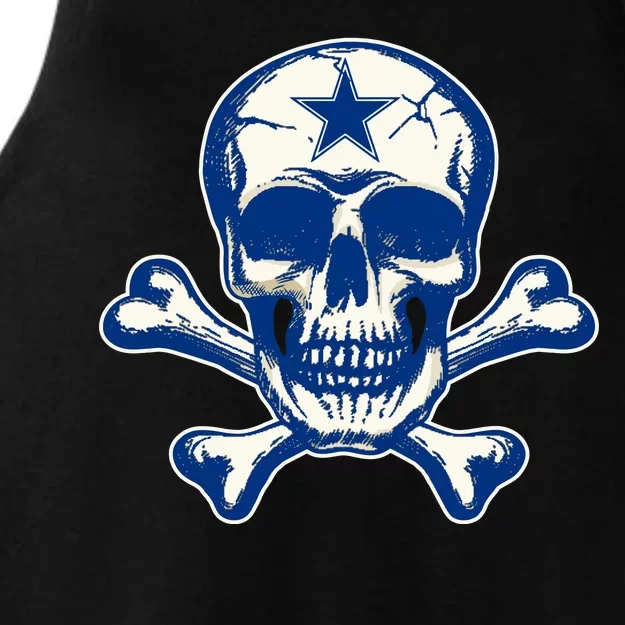 Dallas Skull Crossbones Star Fan Pride Ladies Tri-Blend Wicking Tank