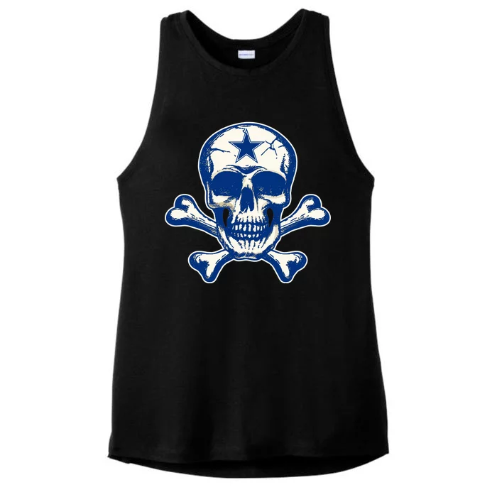 Dallas Skull Crossbones Star Fan Pride Ladies Tri-Blend Wicking Tank