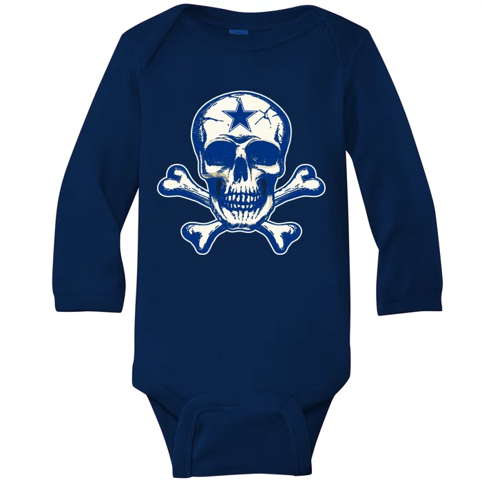 Dallas Skull Crossbones Star Fan Pride Baby Long Sleeve Bodysuit