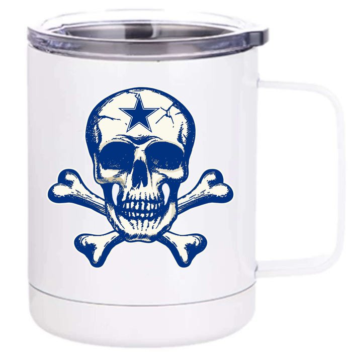 Dallas Skull Crossbones Star Fan Pride Front & Back 12oz Stainless Steel Tumbler Cup