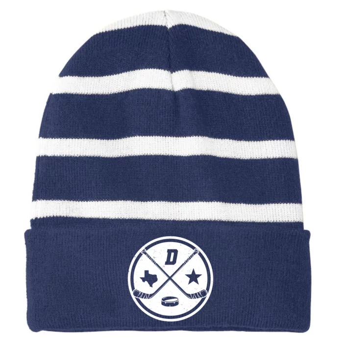 Dallas Texas Hockey Vintage Star Logo Striped Beanie with Solid Band