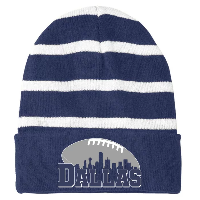 Dallas Texas Skyline City Football Fan Striped Beanie with Solid Band