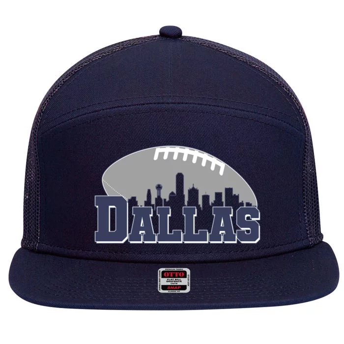 Dallas Texas Skyline City Football Fan 7 Panel Mesh Trucker Snapback Hat