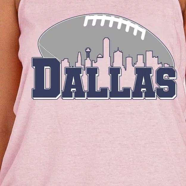 Dallas Texas Skyline City Football Fan Women's Knotted Racerback Tank