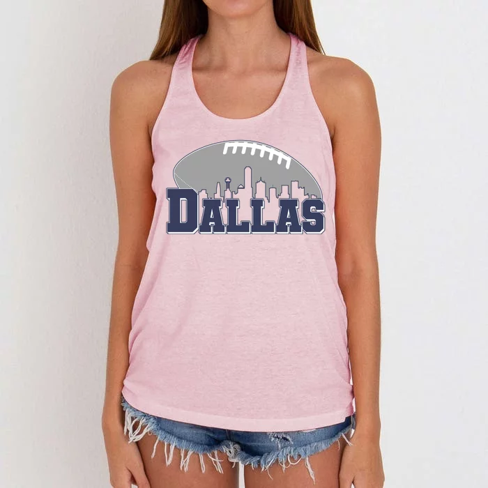 Dallas Texas Skyline City Football Fan Women's Knotted Racerback Tank