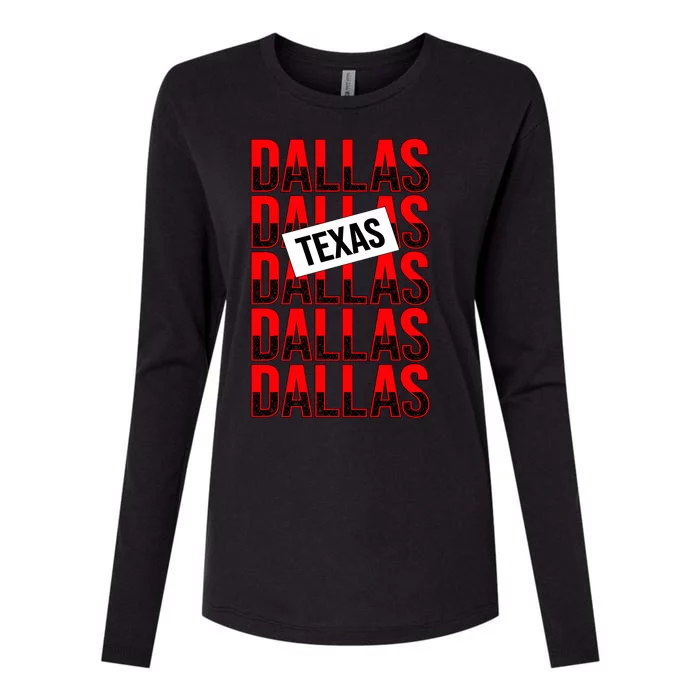 Dallas Texas Typography Womens Cotton Relaxed Long Sleeve T-Shirt