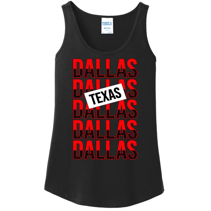 Dallas Texas Typography Ladies Essential Tank