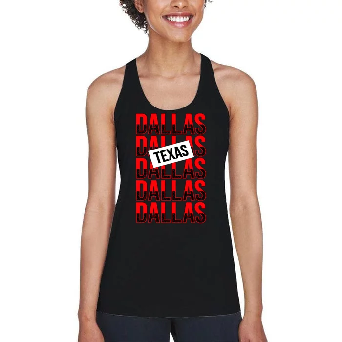 Dallas Texas Typography Women's Racerback Tank