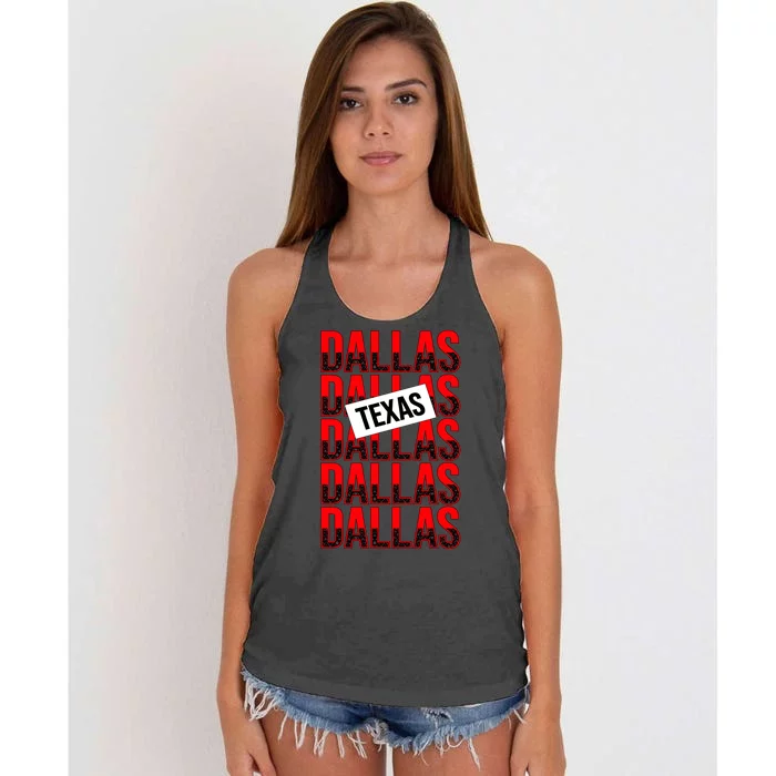 Dallas Texas Typography Women's Knotted Racerback Tank