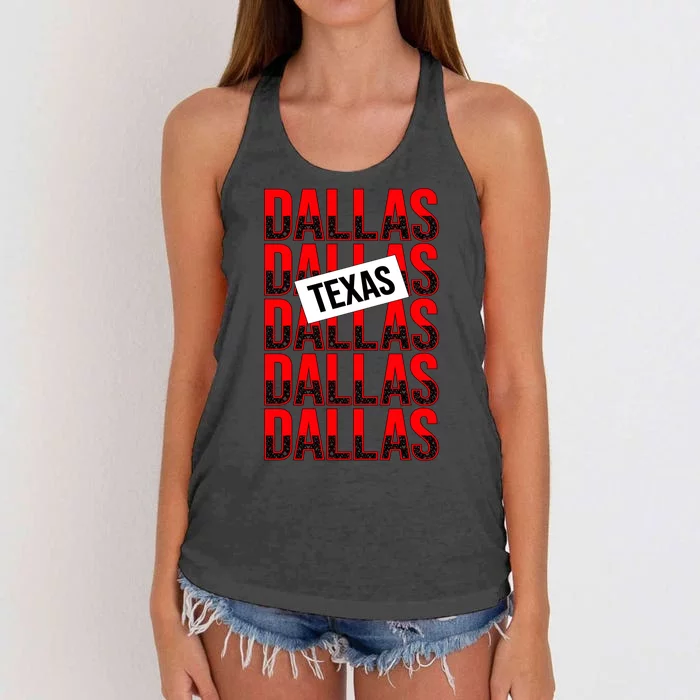 Dallas Texas Typography Women's Knotted Racerback Tank