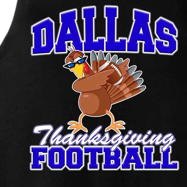 Dallas Thanksgiving Football Funny Dabbing Turkey Ladies Tri-Blend Wicking Tank