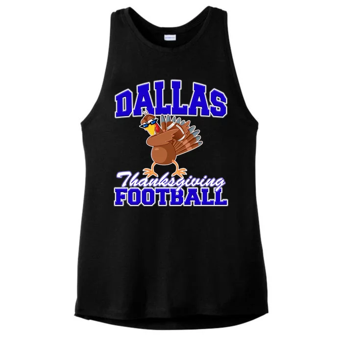 Dallas Thanksgiving Football Funny Dabbing Turkey Ladies Tri-Blend Wicking Tank