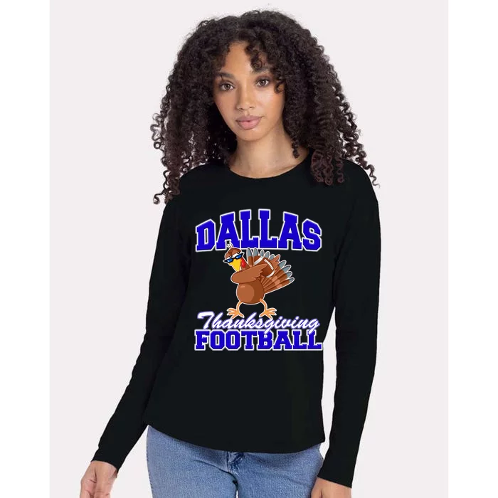 Dallas Thanksgiving Football Funny Dabbing Turkey Womens Cotton Relaxed Long Sleeve T-Shirt