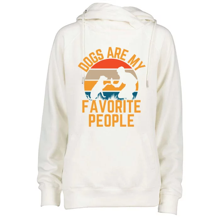 Dogs Are My Favorite People Dog Dad Dog Lover Retro Sunset Gift Womens Funnel Neck Pullover Hood