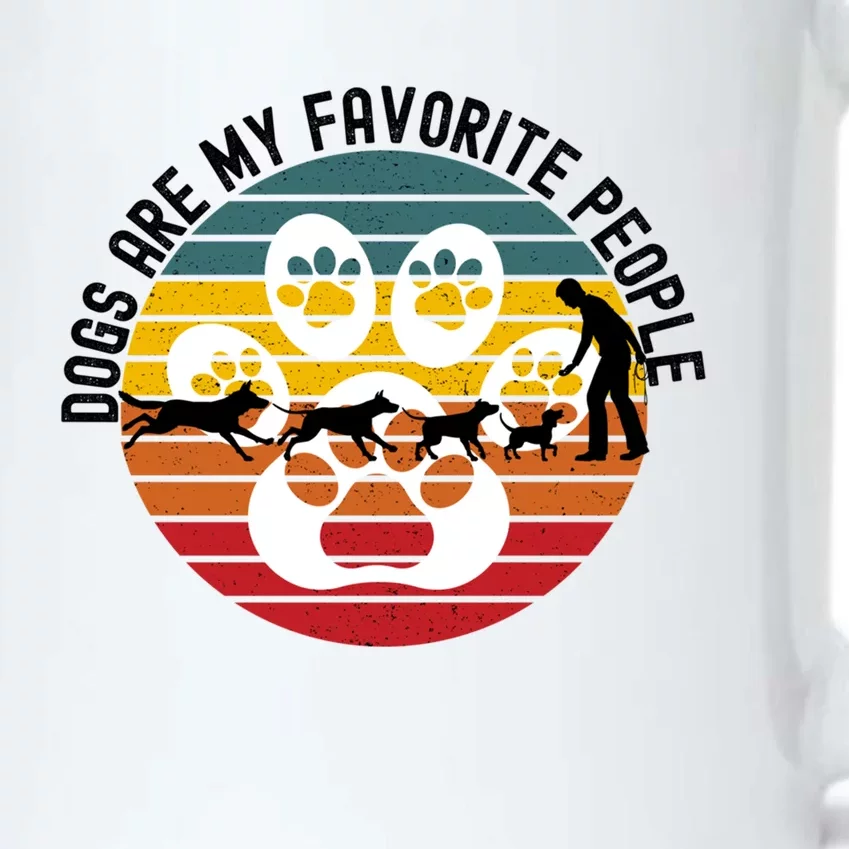 Dogs Are My Favorite People Dog Lover Dog Owner Retro Sunset Gift Black Color Changing Mug