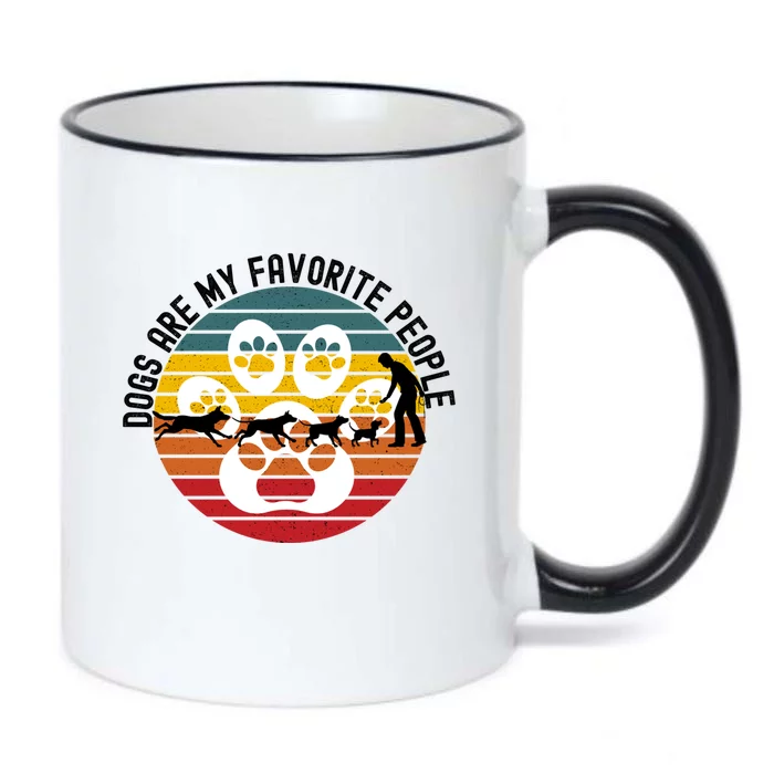 Dogs Are My Favorite People Dog Lover Dog Owner Retro Sunset Gift Black Color Changing Mug