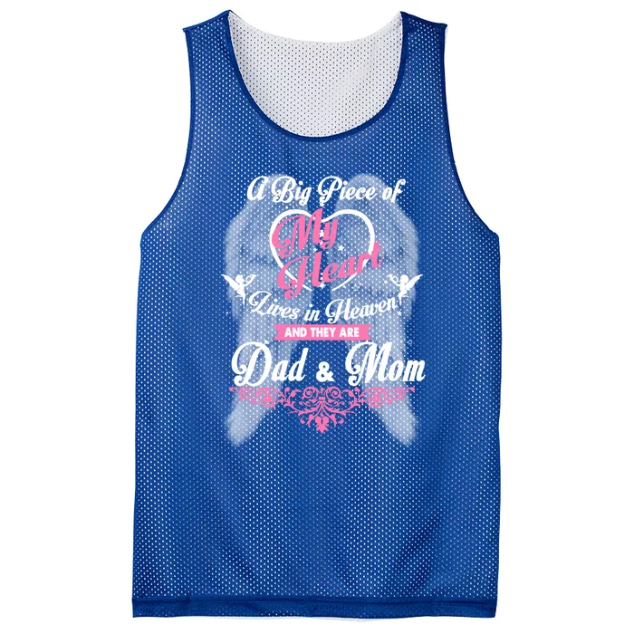 Dad And Mom My Angels Memories Of Parents In Heaven Gift Mesh Reversible Basketball Jersey Tank