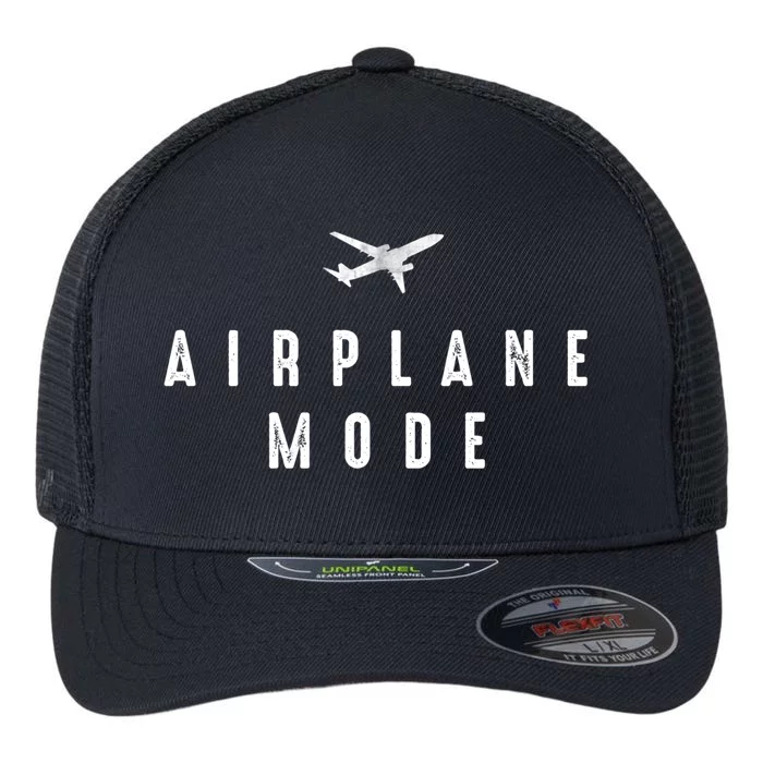 Distressed Airplane Mode Lazy Travel Gift Flexfit Unipanel Trucker Cap