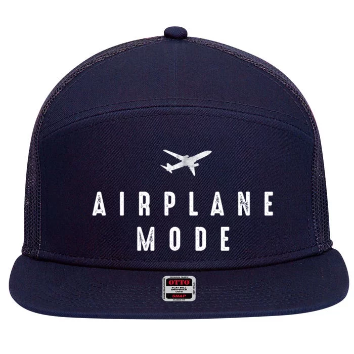 Distressed Airplane Mode Lazy Travel Gift 7 Panel Mesh Trucker Snapback Hat