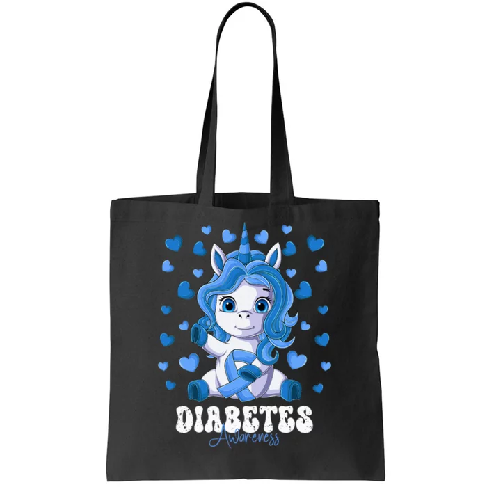 Diabetes Awareness Month Blue Ribbon Unicorn Tote Bag