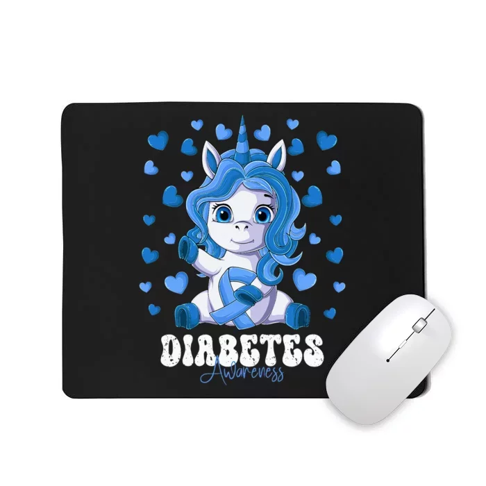 Diabetes Awareness Month Blue Ribbon Unicorn Mousepad